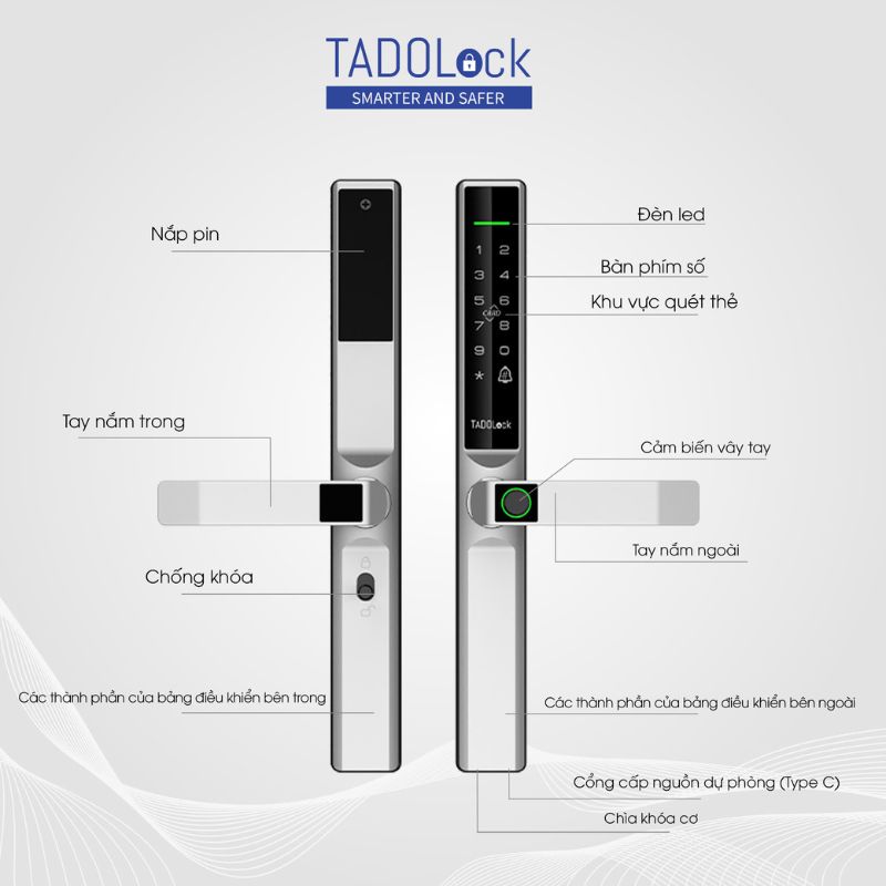 KHÓA THÔNG MINH TADOLock Cửa nhôm (Bạc tinh tế) - Ảnh 2