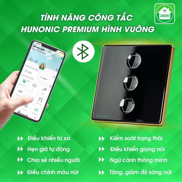 Công tắc thông minh Hunonic Premium hình vuông - Ảnh 9