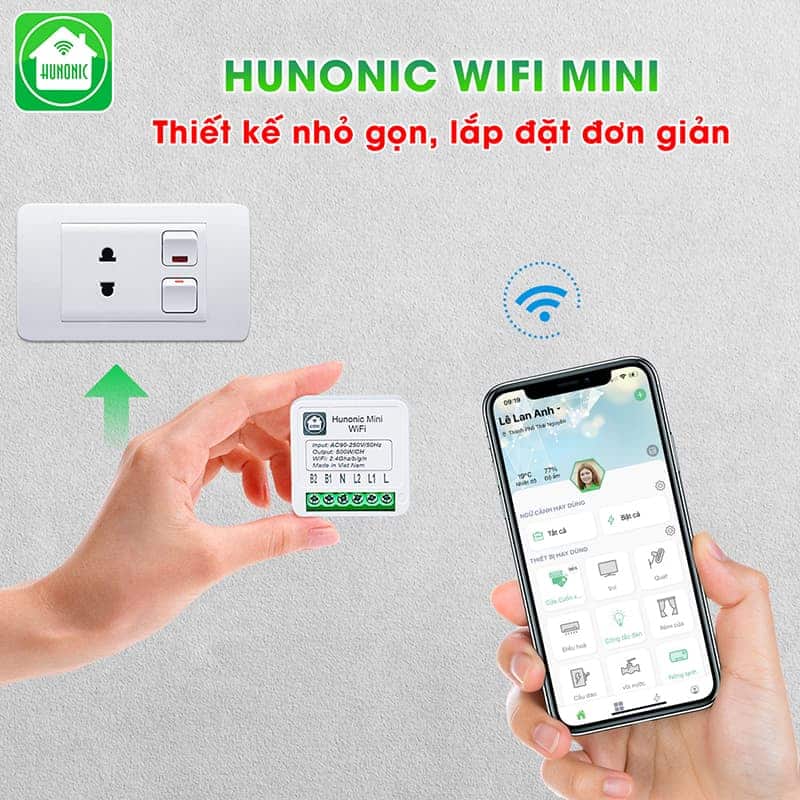 Công tắc thông minh âm tường Hunonic Mini Wifi - Ảnh 4