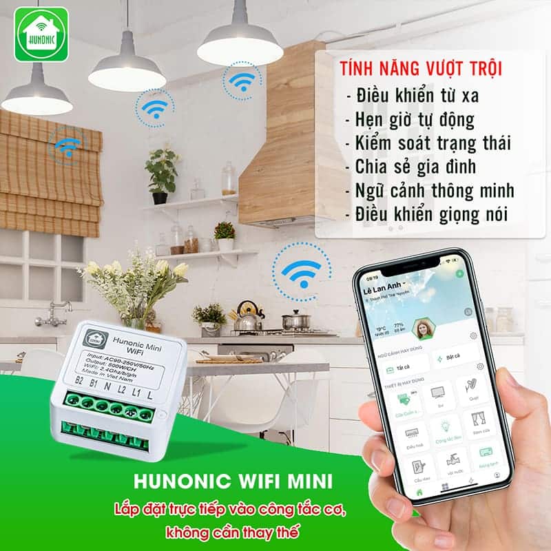 Công tắc thông minh âm tường Hunonic Mini Wifi - Ảnh 5