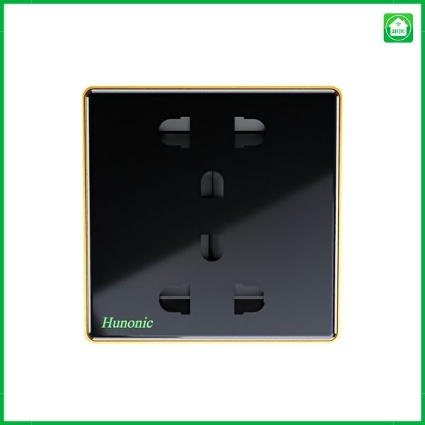 Ổ Cắm Hunonic Vuông Viền Vàng - Ảnh 2