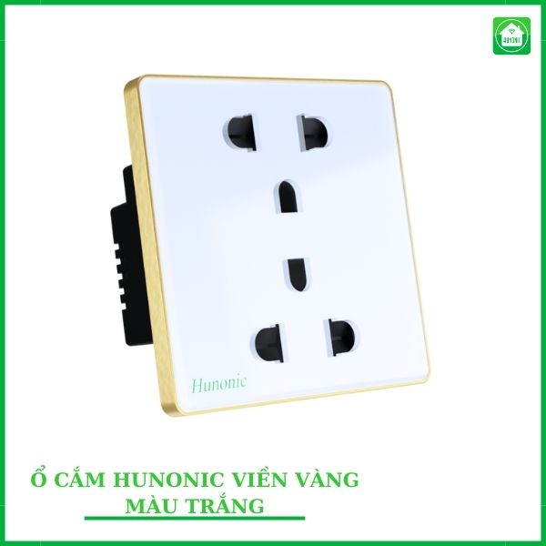 Ổ Cắm Hunonic Vuông Viền Vàng - Ảnh 4