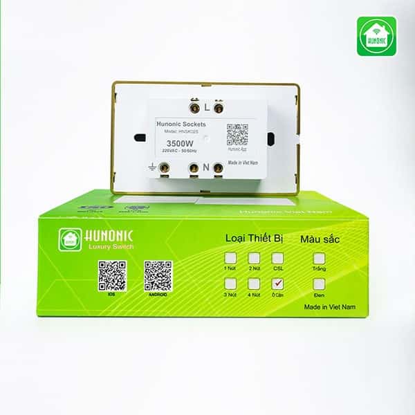 Ổ Cắm Hunonic Có Tiếp Địa Viền Vàng - Ảnh 2