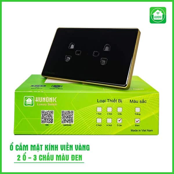 Ổ Cắm Hunonic Có Tiếp Địa Viền Vàng - Ảnh 3