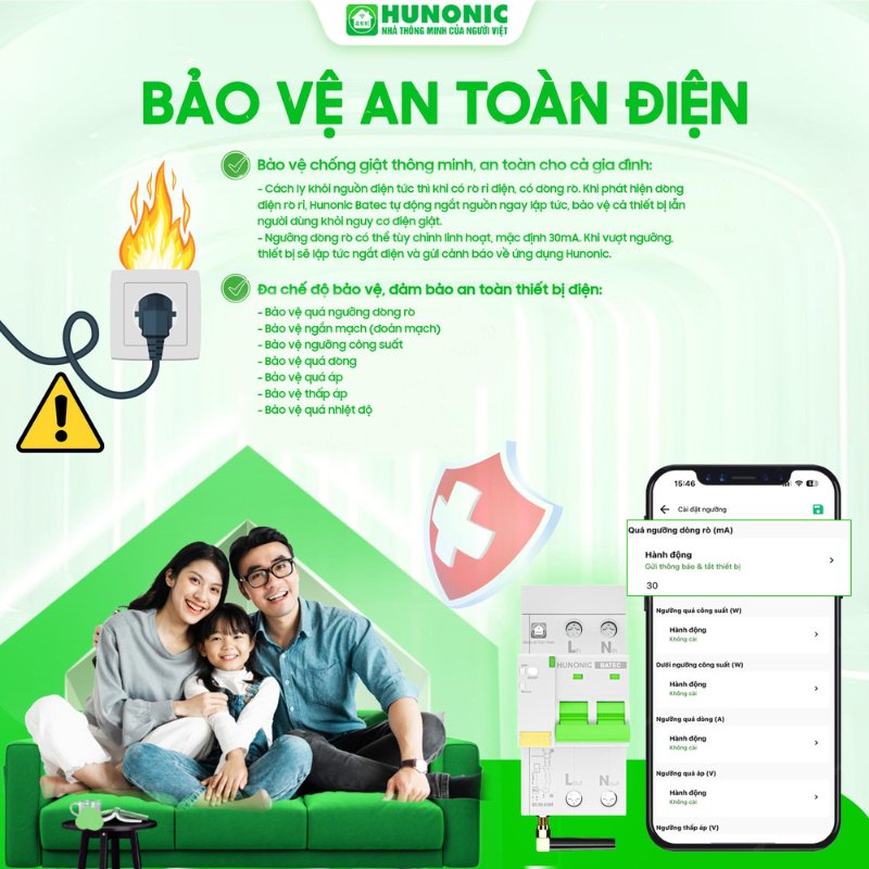 Thiết Bị Bảo Vệ An Toàn Điện Thông Minh HUNONIC BATEC - Ảnh 4
